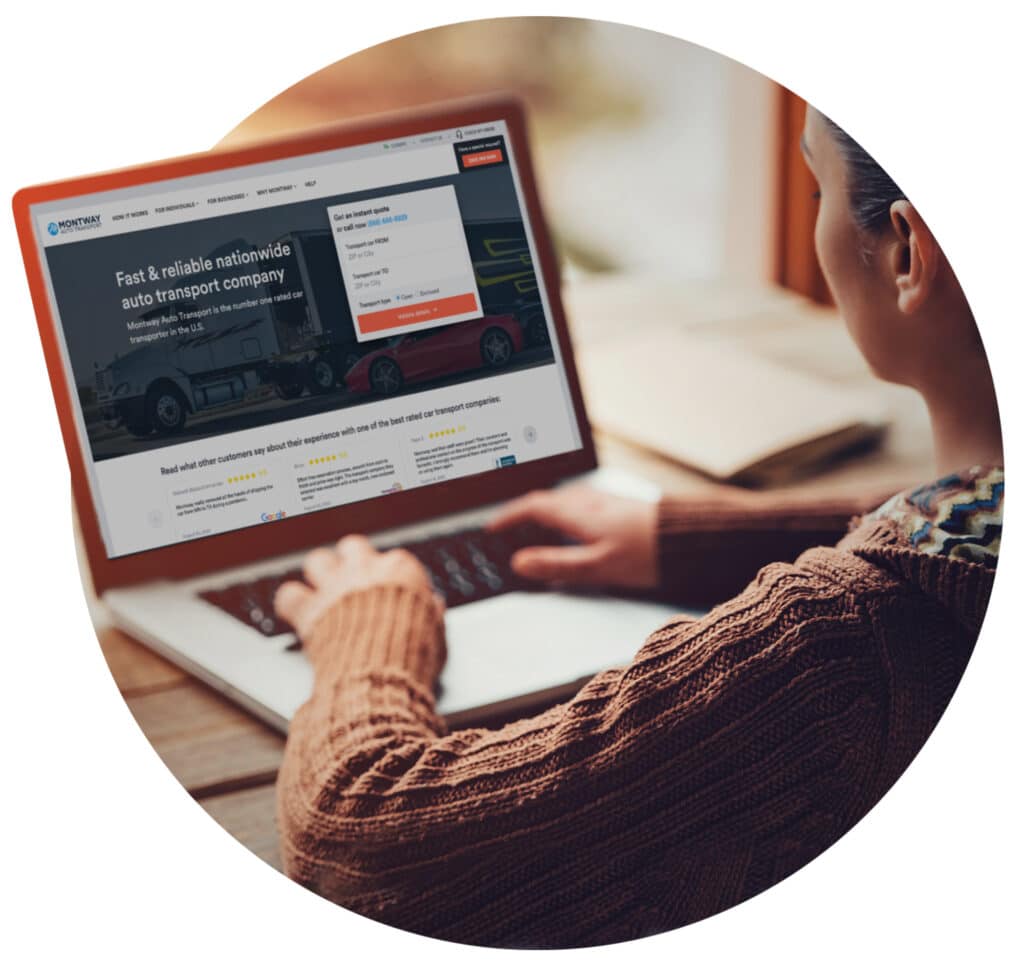 Person using laptop for instant quote